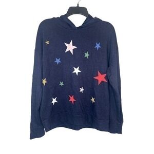 Sundry Women’s Star Print‎ Graphic Hoodie in Navy Size Medium